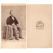1860s Handsome Man Book Beard Civil War CDV by S. B. BROWN PROVIDENCE RI Gay Int picture