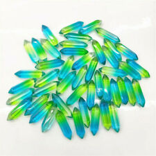 50pcs Green Blue Glass Crystal Hexagonal Pointed Pendant Healing Reiki No Hole picture