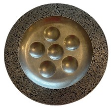 Vtg Wilton Columbia RWP Pewter Jewish Passover Sedar Plate 9” Passover Decor picture