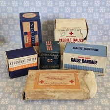 6 vintage gauze bandages WWI-50's Blue & Red Cross National Bauer & Black full picture