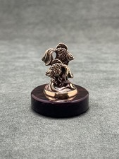 Art Deco Horoscope Pisces Statuette Cast Bronze Figurine  Base In Obsidian picture