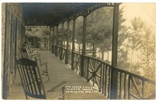 Oakland ME Alden's Camps Lodge Piazza Porch RPPC Real Photo Postcard c1910 picture
