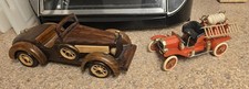 Vintage Model Car LOT        Wooden Roadster 1912 Ford Fire Engine Metal Display picture