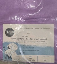 VTG 70's Sears Spring Violet Full Sheet Blanket 100% Cotton 80x108