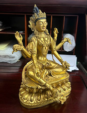 Large Gilt Six-Armed Vasudhara Statue — Buddhist Goddess of Prosperity, Himalaya picture