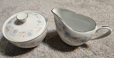 Vintage English Garden Sugar Bowl, Creamer Set Fine China Japan 1221 picture