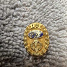 Sperry 10 Award Pinback Lapel Pin Gold Tone Blue Enamel Marked A1 10K picture