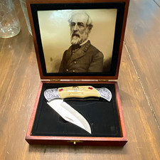 Robert E Lee Lockback Folding Pocketknife Ivory Handle Stainless Display Box picture