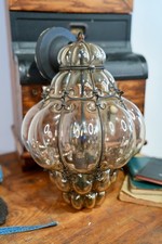 Vintage Handblown Seguso Murano Caged Glass Hanging Light Fixture Swag Lamp Rare picture