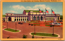Postcard Union Station and Columbus Memorial Fountain Washington D.C. picture