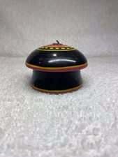 Antique Wooden Kum Kum Powder Tika Box Original Old Lacquer Painted picture