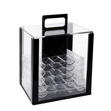 1,000ct Acrylic Poker Chip Case. Casino Poker Chips Carrier w/10 Chip Rack Trays picture