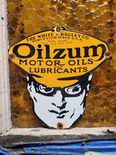 VINTAGE OILZUM HONDA PORCELAIN SIGN OLD picture