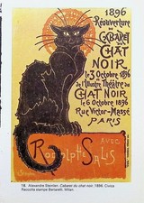 Vintage Alexandre Steinlen Chat Noir Black Cat Art Nouveau Excised Mini Poster picture