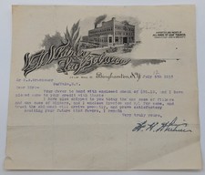 1913 William H Whitner Leaf Tobacco Binghamton NY SIGNED Letterhead picture