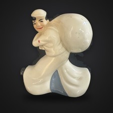 Vintage 1940s McCoy Seamen's Bank for Savings Sailor Coin Bank Cork Plug + Box picture