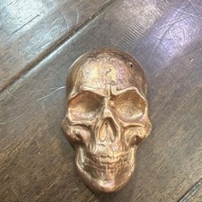 Handmade Copper Skull Paperweight Metalware Unique Collectible 1/2 Pound pure Cu picture