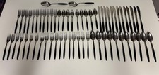 Kingston Stainless Japan 64 Pieces MCM Silverware Flatware Black Handles Set picture