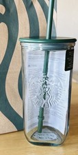💚NWT Starbucks 2026 Recycled Glass w/Green Lid Cold Cup Tumbler HTF picture