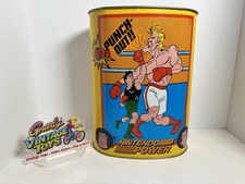 1988 Nintendo Power Punch Out Garbage Waste Basket Bin Metal Trash Can Nes Rare picture