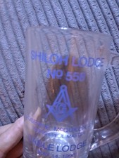 VTG Freemason Mason Masonic Shiloh Lodge 558 Drink GLASS MUG PA Pennsylvania HTF picture
