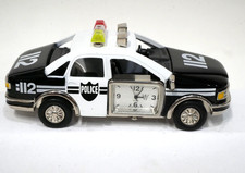 Vintage Die Cast Police Car Mini Desk Clock -Waterbury Clock Co by Timex 4.5 in. picture