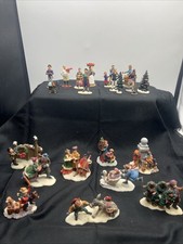 Lemax & O’Well Vintage Village Figurines Lot 22 Winter Scene Trees People Kids picture