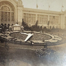 1904 St. Louis World's Fair Floral Clock Ceylon Building Real Photo Stereoview picture