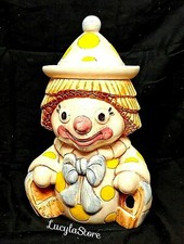 Vintage Collectible Treasure Craft Happy Clown Ceramic Cookie Jar 1969 made USA picture