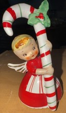 Rare Vintage National Potteries Japan Christmas Angel Bell Candy Cane Napco 56 picture
