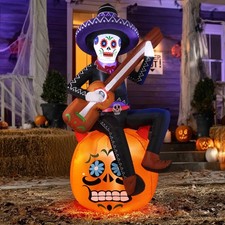 Ayieyill 6FT Halloween Inflatable Outdoor Decoration, Day of the Dead Skull with picture