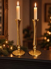 Vintage 70s Brass Candlesticks picture