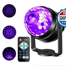 Litake UV Black Lights 6W LED Disco Ball Strobe Sound Activated Remote 1 Pack picture