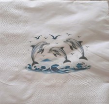 2 individual Paper Decoupage NAPKINS - OCEANLIFE DOLPHINS 1 MOTIF FOR SHELLS picture