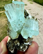 Beautiful Aquamarine Terminated Crystal With Muscovite Combine Specimen 370 CTS picture