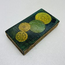 Rare 1960s Japanese Paper Mache Cover Wooden Trinket Palace Festival Artwork 25 picture