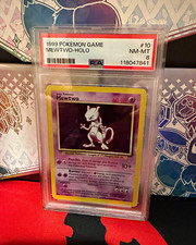 Pokémon 1999 Game Mewtwo Holo Card #10 PSA 8 Cert 118047841 picture