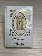 Vintage 1998 Sagrada Biblia Spanish Holy Bible White Padded Cover 6.75” x 4.75” picture