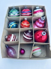 Vintage Glass Christmas Ornaments Mixed Lot of 12 - Shiny Brite MCM Mercury picture