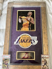 Kobe Bryant Signed Framed Portrait 2008 Iconic Jersey Tug  + 2 PSA 9 Kobe Fleer picture