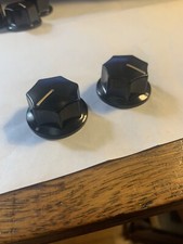 2Pc Vintage Black Bakelite Ham Radio Guitar TV Amp Knob Part NEW OLD STOCK 1.31 picture