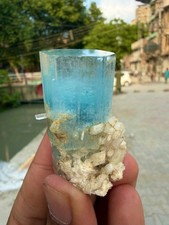 Natural Rich Blue Aquamarine Crystal With Matrix Specimen Shigar Valley @Mineral picture