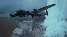 Dambusters, Breaching the Eder Dam by Robert Taylor art signed by two Dambusters picture