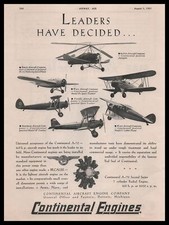 1931 Continental Airlines A70 7 Cylinder Radial Aircraft Engine Vintage Print Ad picture