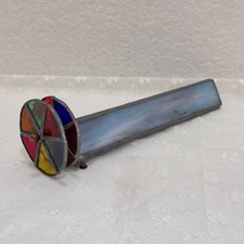 Vintage Stained Glass Kaleidoscope By Florence Double Wheel Handmade 10in picture