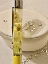 New Pretty Yellow & White Daisies w/Sparkle Glitter Yellow Float Pen picture