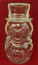 Snowman Shaped Clear Glass Candy Container Winter Christmas picture