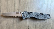 SOG Flash I Assisted Open Pocket CUSTOM MOUNTAIN SNOW CAMO Aus-8 SOG-FSA-7 picture