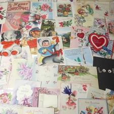 Lot Vintage Holiday Greeting Cards Valentines Birthday Christmas Used picture