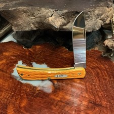 Case XX Persimmon Orange Bone Peach Seed Jig Sod Buster  Jr. Pocketknife picture